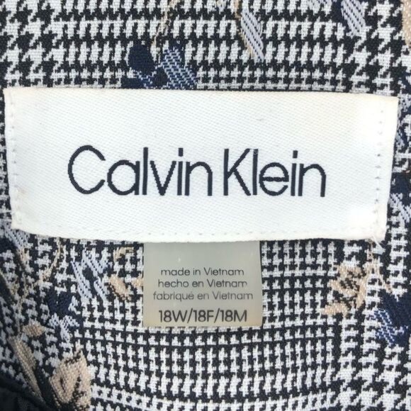Calvin Klein Boyfriend Houndstooth Floral Long Button Jacket Dress size 18W - Picture 13 of 16